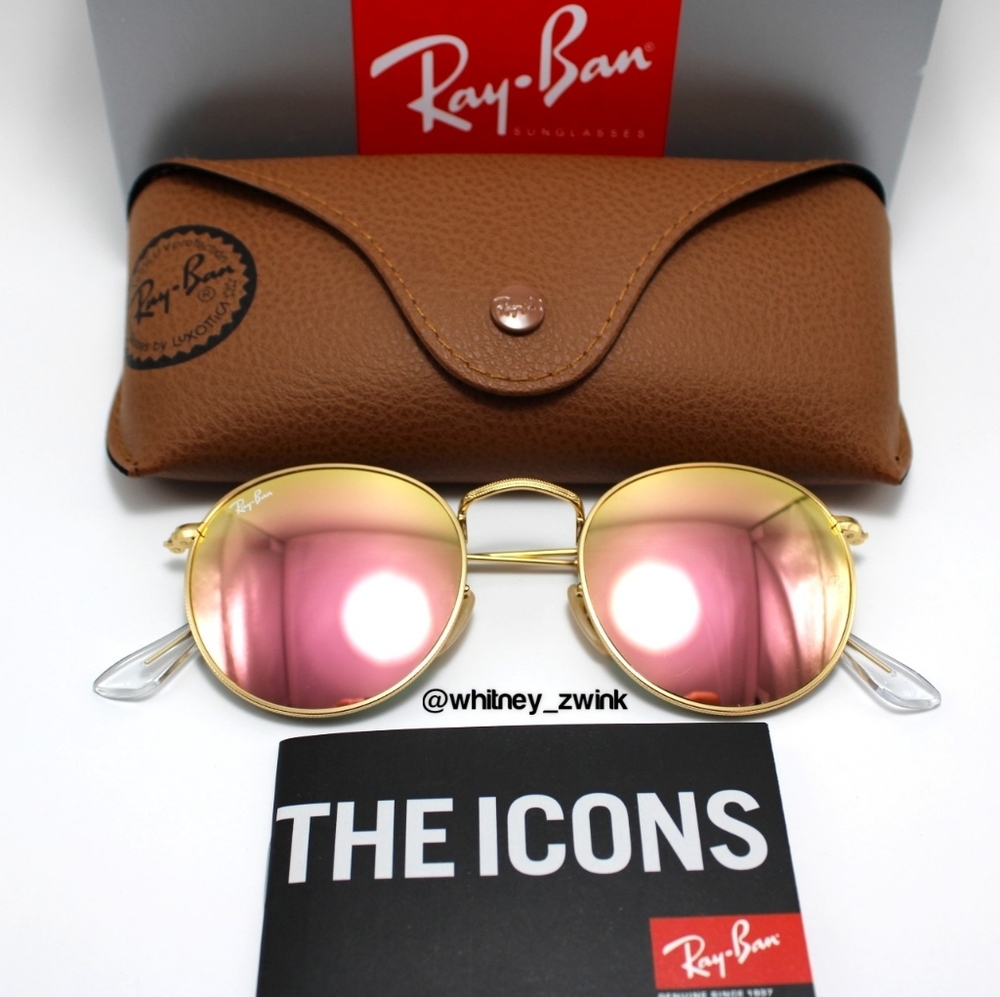 Model Display Ray-Ban Round Metal Pink Mirror RB3447 50 - Picture 5 of 17